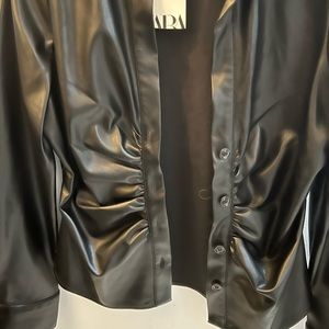 Fitted Faux Leather Shirt